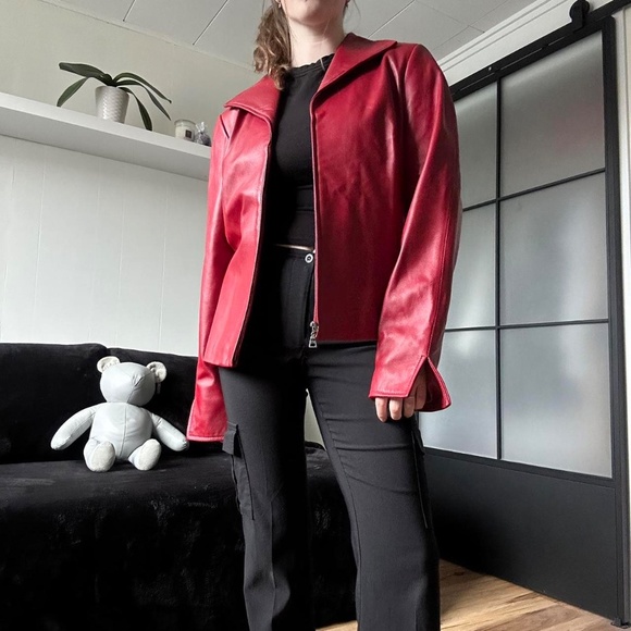Vintage 90s Danier Red Genuine Leather Jacket - Picture 2 of 7